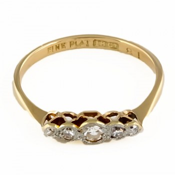 18ct gold & Platinum Diamond 5 stone Ring size M